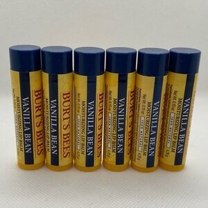 NEW Lot of 6 Burt's Bees Vanilla Bean Moisturizing Lip Balm 100% Natural